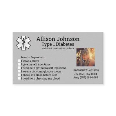 Custom Medical Alert Card Emergency Contacts