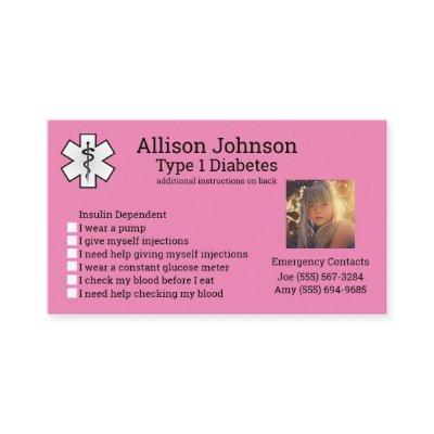 Custom Medical Alert Card Emergency Contacts