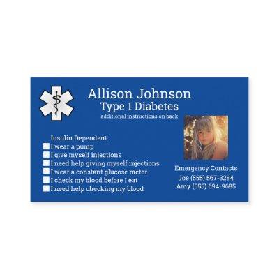 Custom Medical Alert Card Emergency Contacts