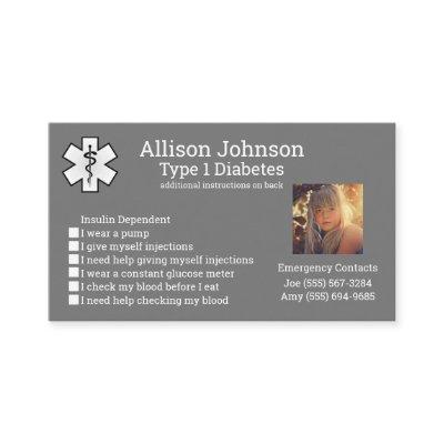 Custom Medical Alert Card Emergency Contacts