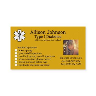 Custom Medical Alert Card Emergency Contacts
