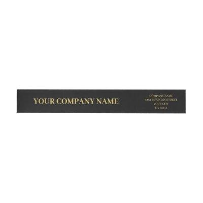 Custom Minimalist Trendy Black & Gold Business Wrap Around Label