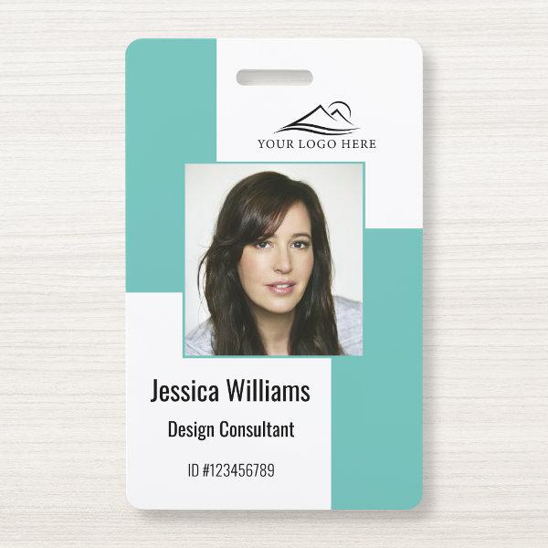 Custom Modern Corporate Employee ID Badge Teal