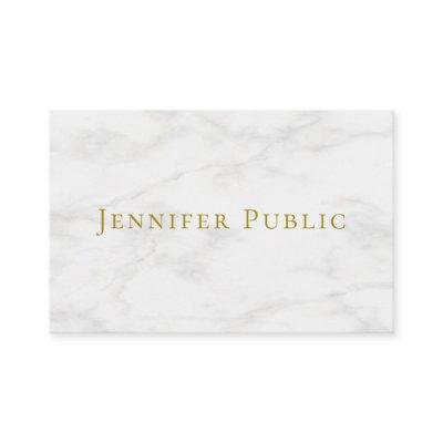 Custom Modern Elegant Gold Text White Marble