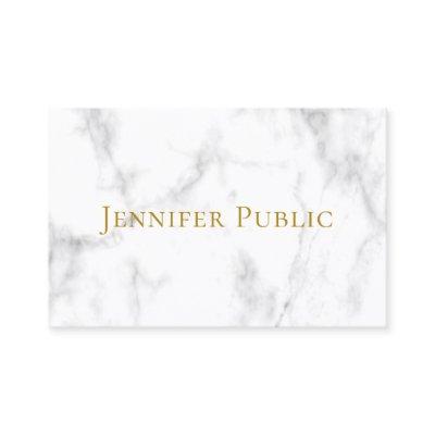 Custom Modern Elegant Gold Text White Marble