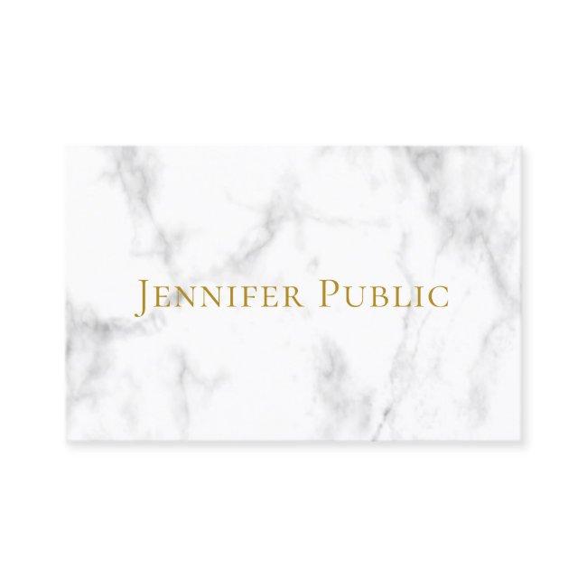 Custom Modern Elegant Gold Text White Marble