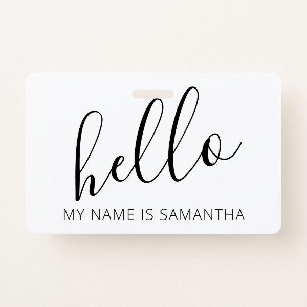 Custom Modern Hello Name Badge