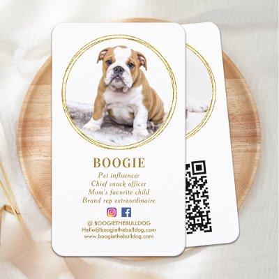 Custom Modern Photo Gold Dog Social Media QR Code