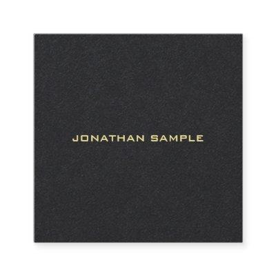 Custom Modern Simple Personalized Gold Name Text Square