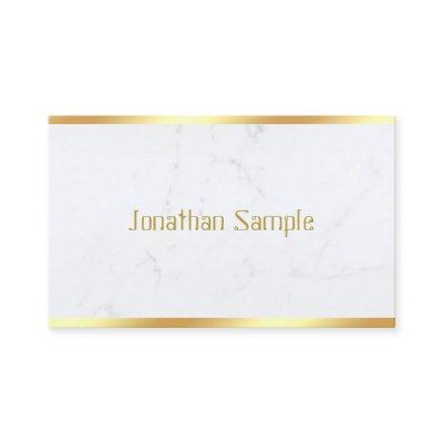 Custom Modern White Marble Gold Text Template