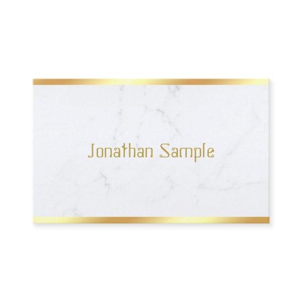 Custom Modern White Marble Gold Text Template