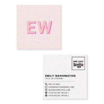 Custom monogram logo social media icons | pink square