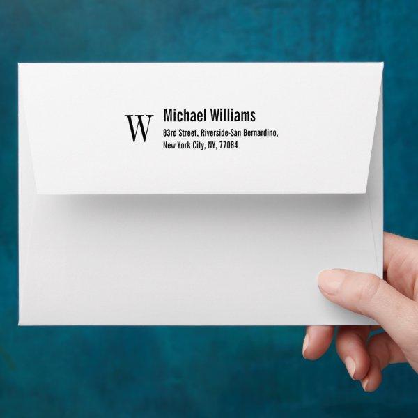Custom Monogram Name Professional Return Address Envelope