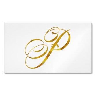 Custom Monogram P Faux Gold Foil Monograms Initial  Magnet