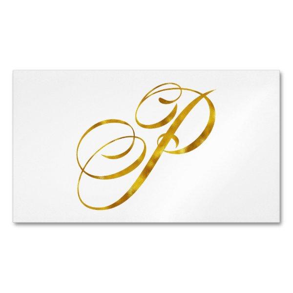 Custom Monogram P Faux Gold Foil Monograms Initial  Magnet