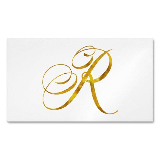 Custom Monogram R Faux Gold Foil Monograms Initial Magnetic