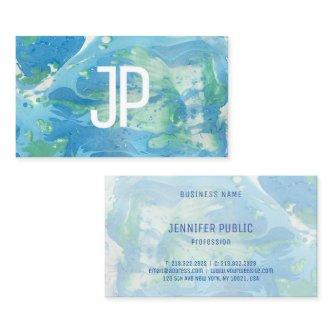 Custom Monogram Template Blue Green Abstract