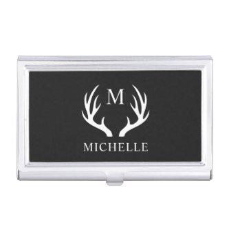 Custom Monogram with Black White Deer Antler  Case