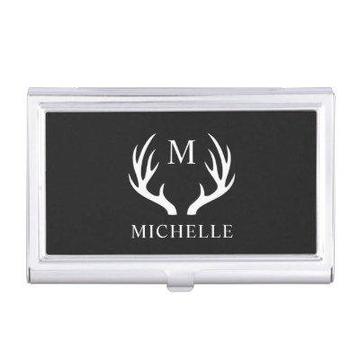 Custom Monogram with Black White Deer Antler  Case