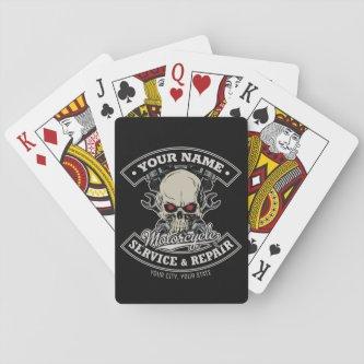 Custom NAME Biker Mechanic Skull Motorcycle Garage Playing Cards