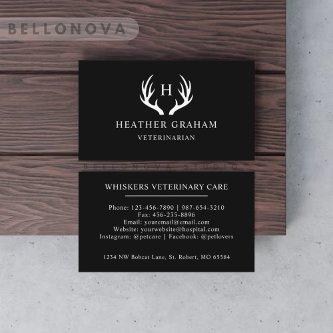 Custom Name Black And White Deer Antler Monogram