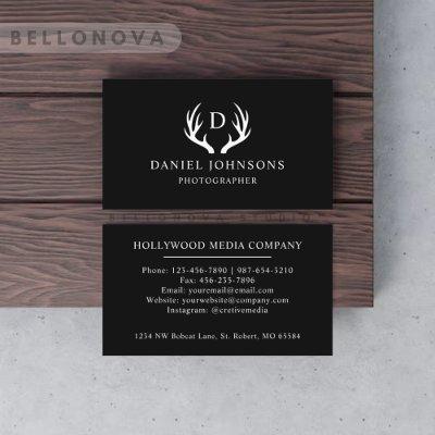 Custom Name Black And White Deer Antler Monogram
