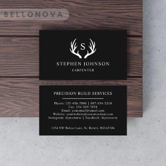 Custom Name Black And White Deer Antler Monogram