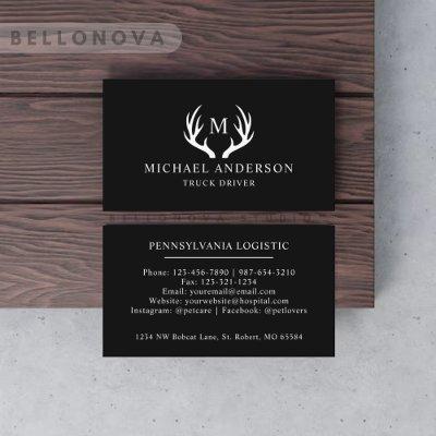 Custom Name Black And White Deer Antler Monogram