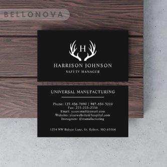 Custom Name Black And White Deer Antler Monogram