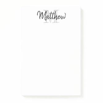 Custom name monogram vintage typography large post-it notes