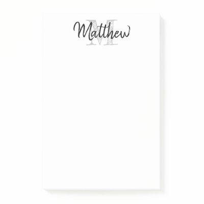 Custom name monogram vintage typography large post-it notes