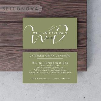 Custom Name Moss Sage Olive Green White Monogram