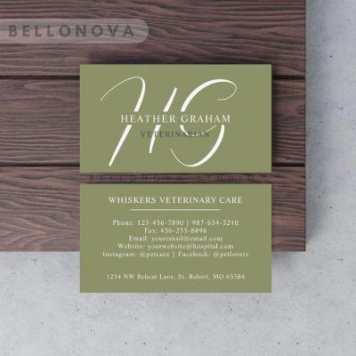 Custom Name Moss Sage Olive Green White Monogram