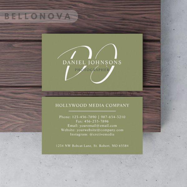 Custom Name Moss Sage Olive Green White Monogram