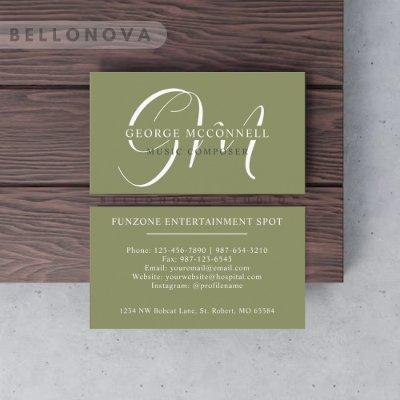Custom Name Moss Sage Olive Green White Monogram