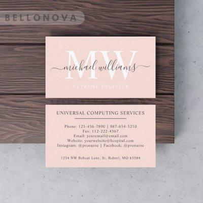 Custom Name Pale Pastel Pink White Black Monogram