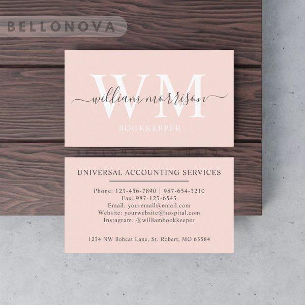 Custom Name Pale Pastel Pink White Black Monogram