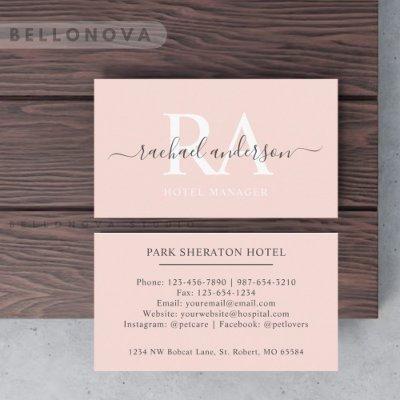 Custom Name Pale Peach Pink White Black Monogram