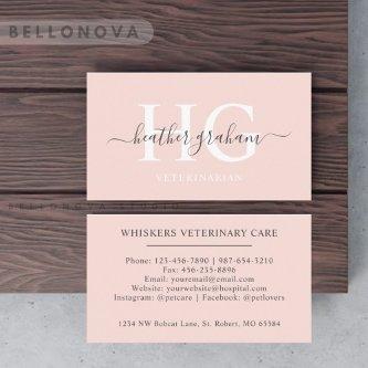 Custom Name Pale Peach Pink White Black Monogram
