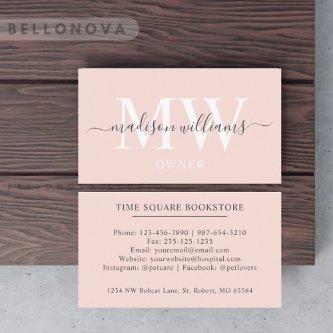 Custom Name Pale Peach Pink White Black Monogram