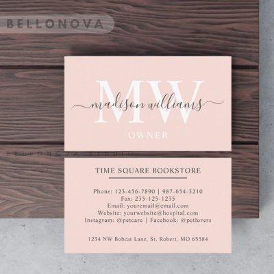 Custom Name Pale Peach Pink White Black Monogram
