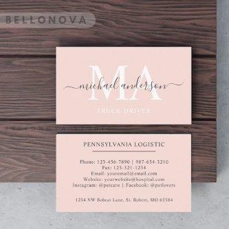 Custom Name Pale Peach Pink White Black Monogram