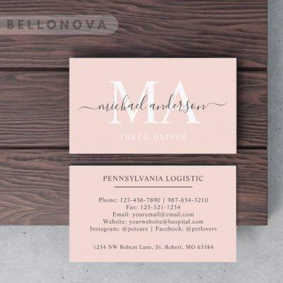 Custom Name Pale Peach Pink White Black Monogram