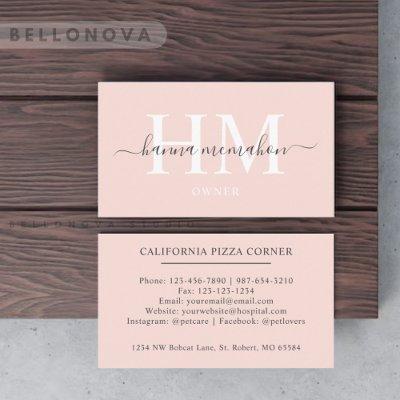 Custom Name Pale Peach Pink White Black Monogram