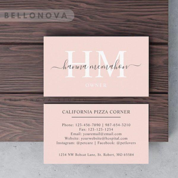Custom Name Pale Peach Pink White Black Monogram