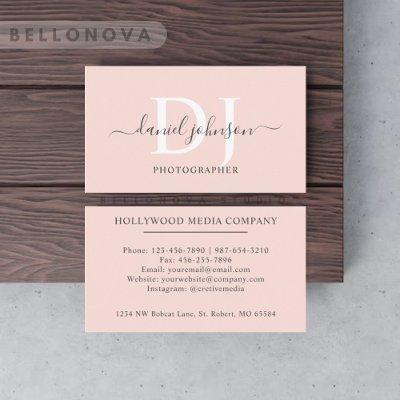 Custom Name Pale Peach Pink White Black Monogram