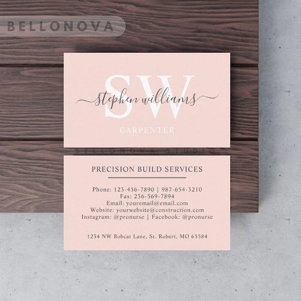 Custom Name Pale Peach Pink White Black Monogram
