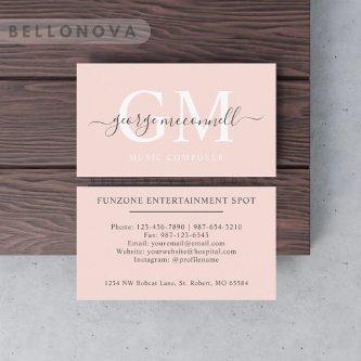 Custom Name Pale Peach Pink White Black Monogram
