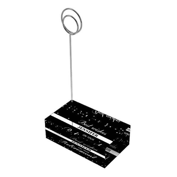 Custom Name, Retirement Congratulations Black Place Card Holder