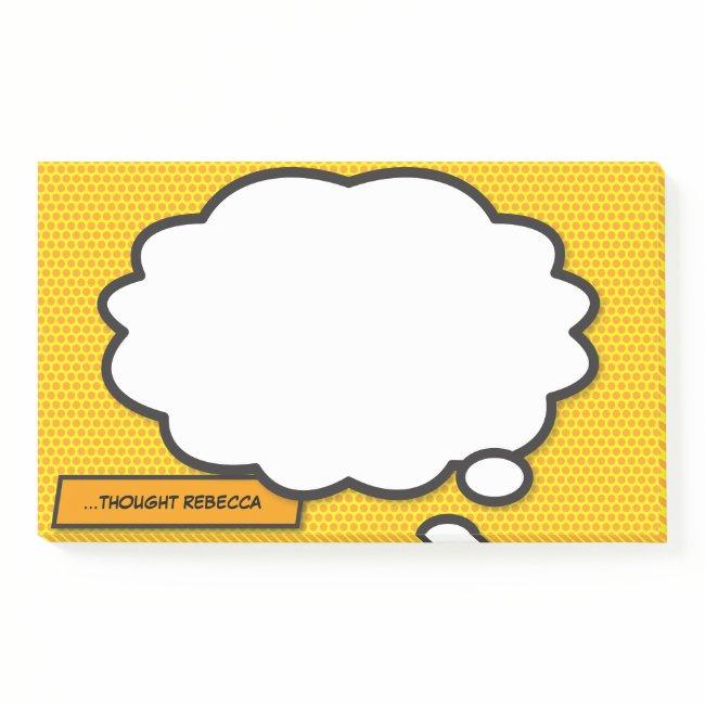 Custom Name Think Bubble Fun Comic Book Post-it Notes